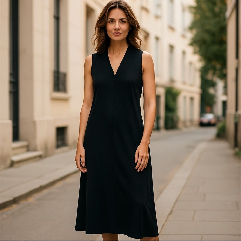 Lilla P Sleeveless Midi Dress sz XS Black